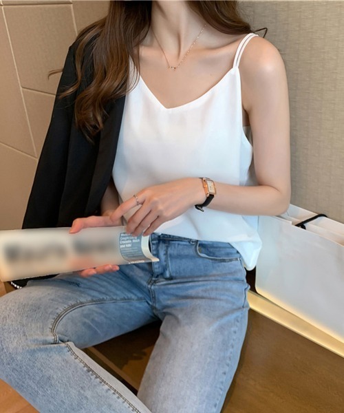 Miniministore(ミニミニストア)の「シフォン キャミソール バッククロス 夏(キャミソール・レディース・ホワイト/ブラック・FREE)」の16枚目の写真