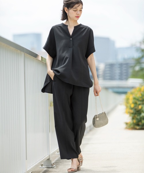 OPAQUE.CLIP（オペークドットクリップ）の「◆≪SS-LLsize≫ ストレッチ美脚イージーワイドパンツ/セットアップ対応【防シワ/抗ピル/洗濯機洗い可】（その他パンツ・レディース・ネイビー/キャメル/ブラック・40/38/36/42/01/02/03）」の13枚目の写真