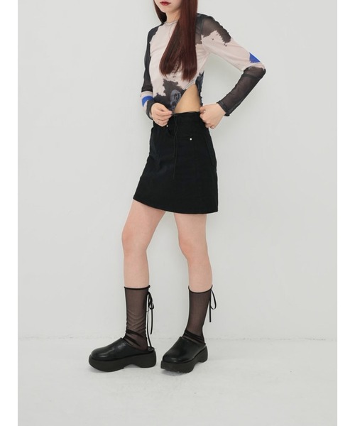 Enewd nina(エニュードニーナ)の「【ZOZO限定】レフト カットアウト シアー トップス シースルー カットソー マーブル ギャザー ドローコード シースルートップス 長袖 シアートップス 長袖(Tシャツ/カットソー・レディース・その他・FREE)」の14枚目の写真