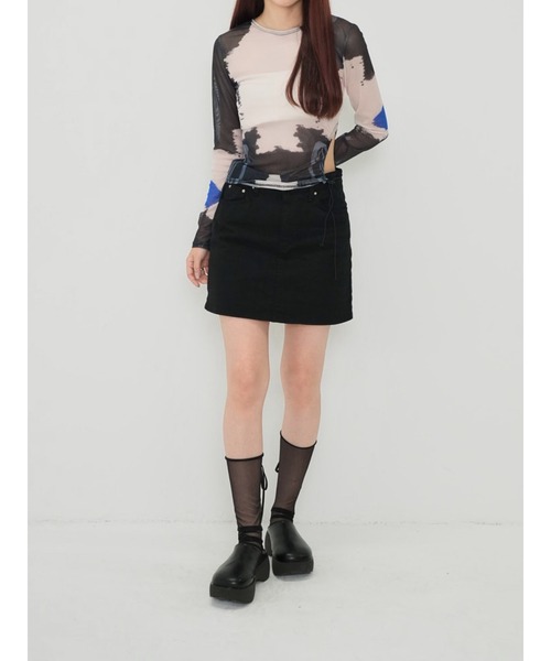 Enewd nina(エニュードニーナ)の「【ZOZO限定】レフト カットアウト シアー トップス シースルー カットソー マーブル ギャザー ドローコード シースルートップス 長袖 シアートップス 長袖(Tシャツ/カットソー・レディース・その他・FREE)」の15枚目の写真