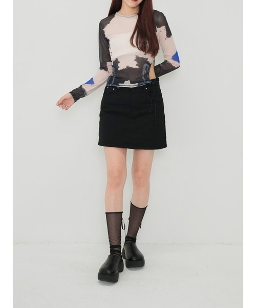 Enewd nina(エニュードニーナ)の「【ZOZO限定】レフト カットアウト シアー トップス シースルー カットソー マーブル ギャザー ドローコード シースルートップス 長袖 シアートップス 長袖(Tシャツ/カットソー・レディース・その他・FREE)」の16枚目の写真