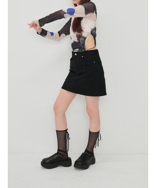 Enewd nina(エニュードニーナ)の「【ZOZO限定】レフト カットアウト シアー トップス シースルー カットソー マーブル ギャザー ドローコード シースルートップス 長袖 シアートップス 長袖(Tシャツ/カットソー・レディース・その他・FREE)」の19枚目の写真