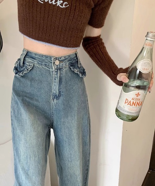 LAC-VERT(ラック・ヴェール)の「フリルデザインデニム(デニムパンツ・レディース・ブルー・M/S/L)」の14枚目の写真