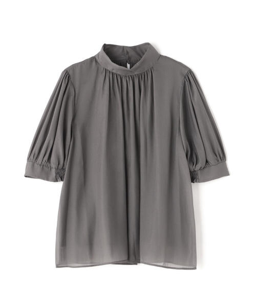 NATURAL BEAUTY BASIC（ナチュラルビューティーベーシック）の「ハイネックシアースリーブブラウス（シャツ/ブラウス・レディース・ワイン/グレー系その他/ベージュ・SMALL/MEDIUM）」の4枚目の写真