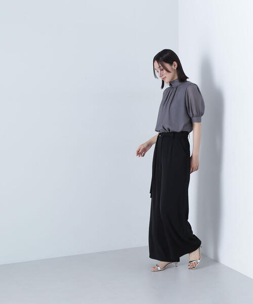 NATURAL BEAUTY BASIC（ナチュラルビューティーベーシック）の「ハイネックシアースリーブブラウス（シャツ/ブラウス・レディース・ワイン/グレー系その他/ベージュ・SMALL/MEDIUM）」の9枚目の写真