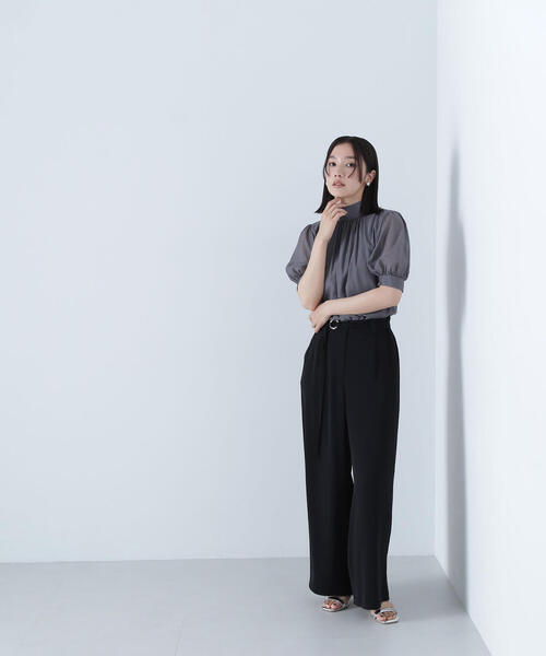 NATURAL BEAUTY BASIC（ナチュラルビューティーベーシック）の「ハイネックシアースリーブブラウス（シャツ/ブラウス・レディース・ワイン/グレー系その他/ベージュ・SMALL/MEDIUM）」の11枚目の写真