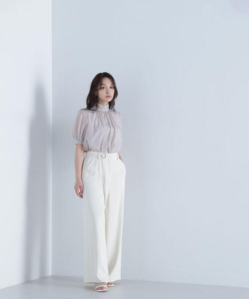 NATURAL BEAUTY BASIC（ナチュラルビューティーベーシック）の「ハイネックシアースリーブブラウス（シャツ/ブラウス・レディース・ワイン/グレー系その他/ベージュ・SMALL/MEDIUM）」の17枚目の写真