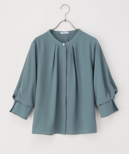 ハニーズ　バンドカラーシャツトップス グリーン　Mサイズ Honeys トップス カットソー Tシャツ 7分袖Tシャツ コットン 綿