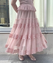 an another angelus | レース切替チュールティアードスカート(スカート)