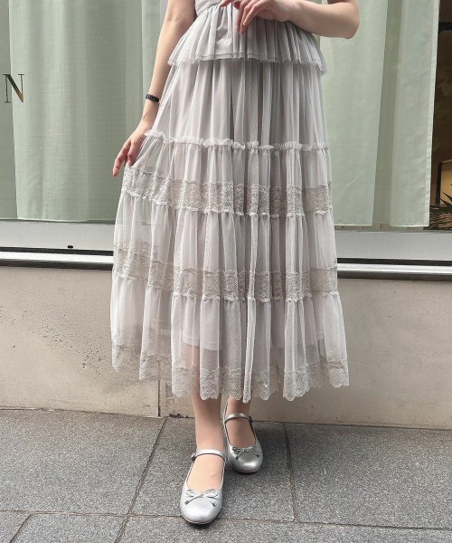 an another angelus（アンアナザーアンジェラス）の「レース切替チュールティアードスカート/ananotherangelus（スカート・レディース・ブラック/ピンク/ライトグレー・FREE）」の20枚目の写真