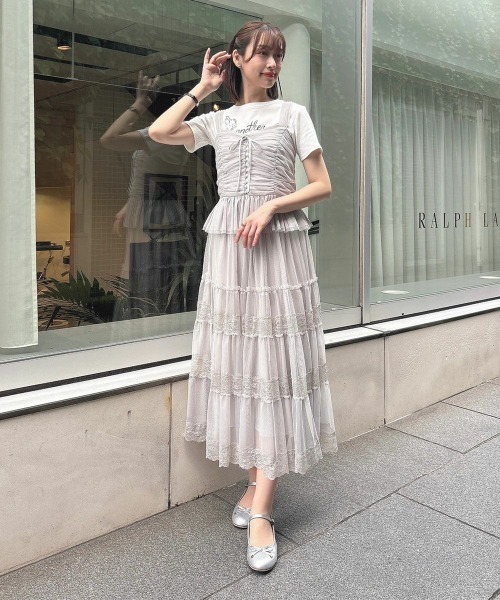 an another angelus（アンアナザーアンジェラス）の「レース切替チュールティアードスカート/ananotherangelus（スカート・レディース・ブラック/ピンク/ライトグレー・FREE）」の21枚目の写真