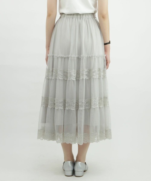 an another angelus（アンアナザーアンジェラス）の「レース切替チュールティアードスカート/ananotherangelus（スカート・レディース・ブラック/ピンク/ライトグレー・FREE）」の4枚目の写真