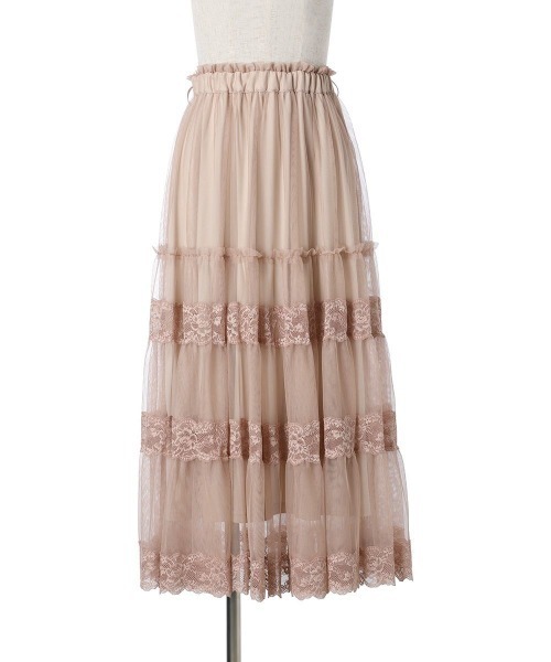 an another angelus（アンアナザーアンジェラス）の「レース切替チュールティアードスカート/ananotherangelus（スカート・レディース・ブラック/ピンク/ライトグレー・FREE）」の6枚目の写真