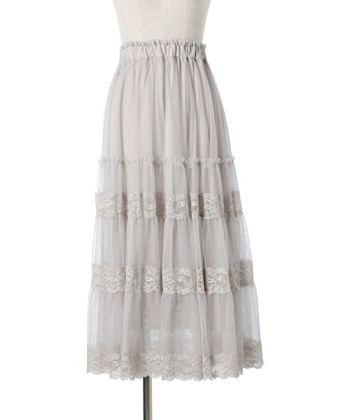 an another angelus（アンアナザーアンジェラス）の「レース切替チュールティアードスカート/ananotherangelus（スカート・レディース・ブラック/ピンク/ライトグレー・FREE）」の7枚目の写真