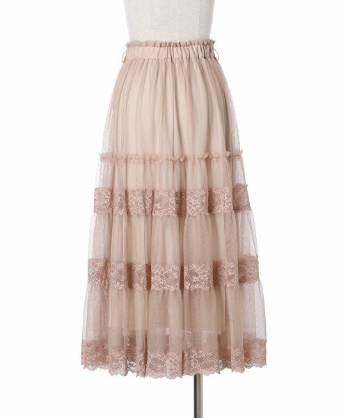 an another angelus（アンアナザーアンジェラス）の「レース切替チュールティアードスカート/ananotherangelus（スカート・レディース・ブラック/ピンク/ライトグレー・FREE）」の9枚目の写真