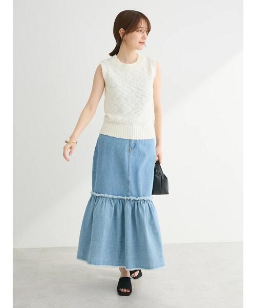 Sugar spoon（シュガースプーン）の「・SUGAR　SPOON　ブークレニットタンク（ニット/セーター・レディース・オフホワイト/ブラック/カーキ/ライトグレー・FREE）」の5枚目の写真