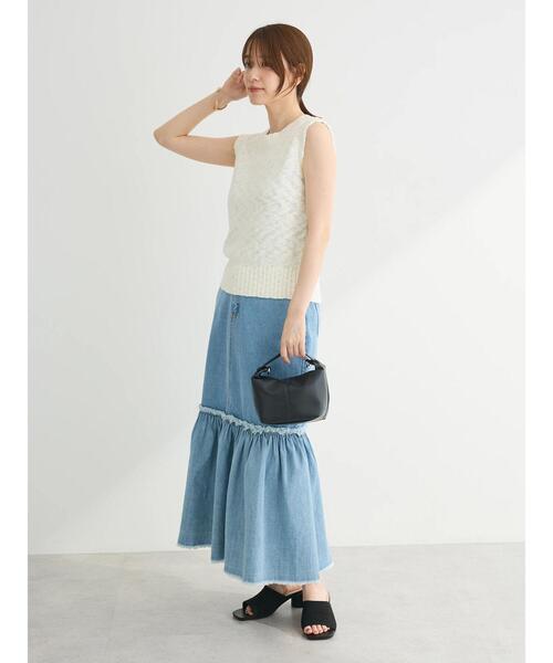 Sugar spoon（シュガースプーン）の「・SUGAR　SPOON　ブークレニットタンク（ニット/セーター・レディース・オフホワイト/ブラック/カーキ/ライトグレー・FREE）」の6枚目の写真