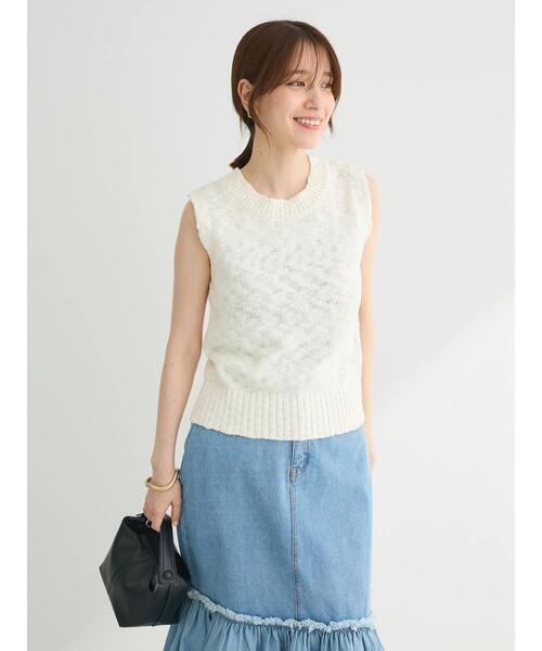 Sugar spoon（シュガースプーン）の「・SUGAR　SPOON　ブークレニットタンク（ニット/セーター・レディース・オフホワイト/ブラック/カーキ/ライトグレー・FREE）」の8枚目の写真