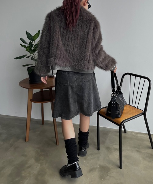 GGプリーツデニムジャカードミディスカート Rocky Monroe マルチサイズ デニムスカート カラーデニム