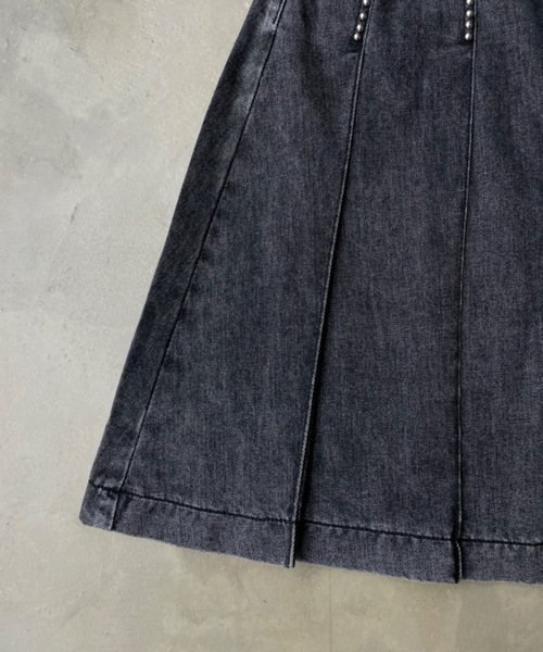 SHAGGIE（シャギー）の「スタッズ付きプリーツミディスカート（デニムスカート・レディース・グレー/ブルー・FREE）」の15枚目の写真