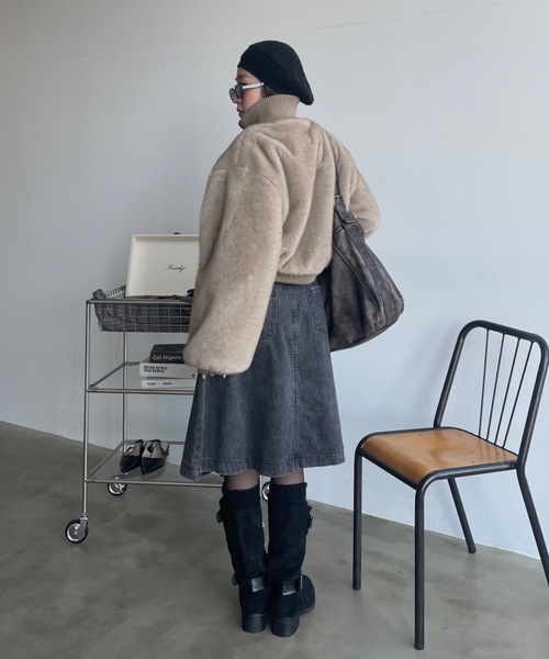 SHAGGIE（シャギー）の「スタッズ付きプリーツミディスカート（デニムスカート・レディース・グレー/ブルー・FREE）」の22枚目の写真