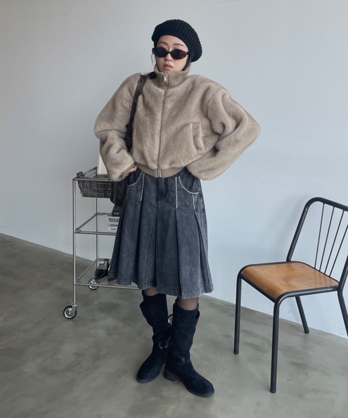 SHAGGIE（シャギー）の「スタッズ付きプリーツミディスカート（デニムスカート・レディース・グレー/ブルー・FREE）」の21枚目の写真