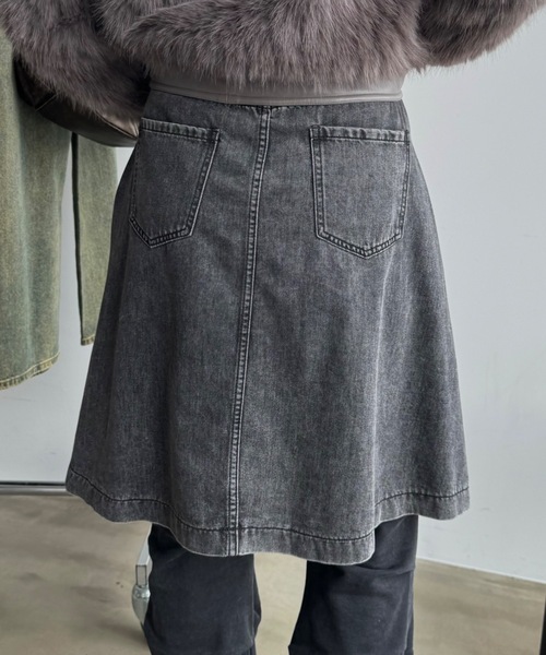 SHAGGIE（シャギー）の「スタッズ付きプリーツミディスカート（デニムスカート・レディース・グレー/ブルー・FREE）」の18枚目の写真