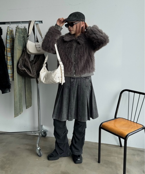 SHAGGIE（シャギー）の「スタッズ付きプリーツミディスカート（デニムスカート・レディース・グレー/ブルー・FREE）」の19枚目の写真