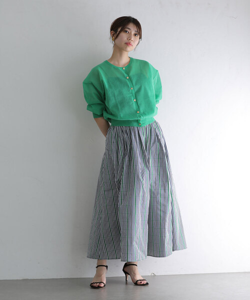 La TOTALITE（ラトータリテ）の「メモリータフタチェックスカート（スカート・レディース・ベージュ/ブラック/コバルトブルー・38/36）」の11枚目の写真