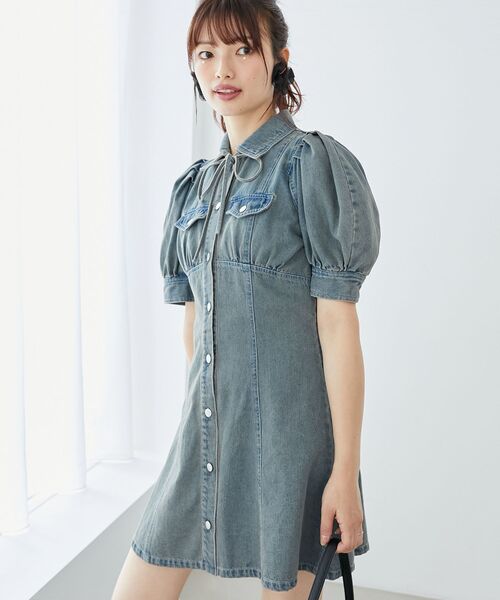 MAJESTIC LEGON（マジェスティックレゴン）の「デニムミニワンピース（ワンピース・レディース・ブラック/ブルー系その他2・MEDIUM）」の6枚目の写真