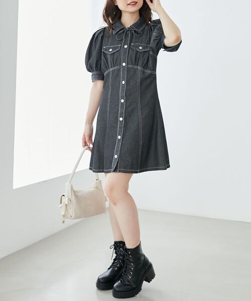 MAJESTIC LEGON（マジェスティックレゴン）の「デニムミニワンピース（ワンピース・レディース・ブラック/ブルー系その他2・MEDIUM）」の9枚目の写真