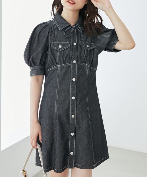 MAJESTIC LEGON（マジェスティックレゴン）の「デニムミニワンピース（ワンピース・レディース・ブラック/ブルー系その他2・MEDIUM）」の12枚目の写真