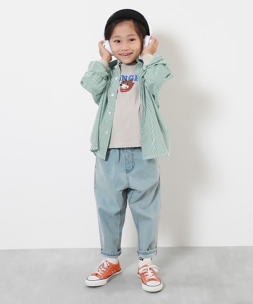 devirock（デビロック）の「楽デニム ペグトップパンツ（デニムパンツ・キッズ・サックスブルー系1/サックスブルー系3/ワンウォッシュ/ブラック系1・100cm/110cm/120cm/130cm/140cm/150cm/160cm）」の8枚目の写真