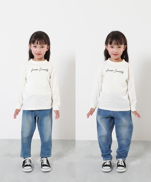 devirock（デビロック）の「楽デニム ペグトップパンツ（デニムパンツ・キッズ・サックスブルー系1/サックスブルー系3/ワンウォッシュ/ブラック系1・100cm/110cm/120cm/130cm/140cm/150cm/160cm）」の10枚目の写真