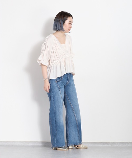 cepo（セポ）の「カルゼＶネックブラウス（シャツ/ブラウス・レディース・オフホワイト/ブラック/ブルー・M）」の13枚目の写真