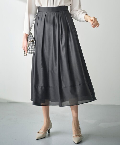 ANY SIS（エニィスィス）の「【洗える】シアーチンツタック スカート（スカート・レディース・ピンク系/ブラック系・3/2/1）」の2枚目の写真