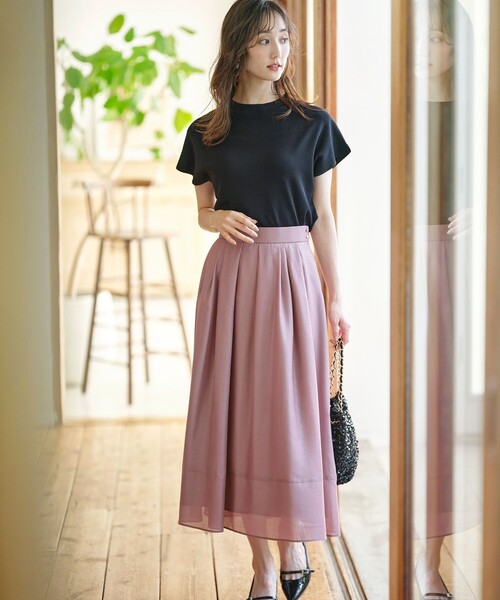 ANY SIS（エニィスィス）の「【洗える】シアーチンツタック スカート（スカート・レディース・ピンク系/ブラック系・3/2/1）」の3枚目の写真