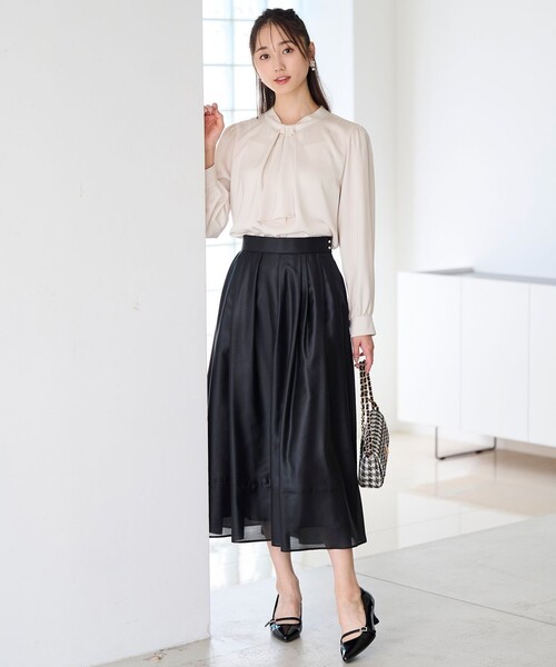 ANY SIS（エニィスィス）の「【洗える】シアーチンツタック スカート（スカート・レディース・ピンク系/ブラック系・3/2/1）」の4枚目の写真