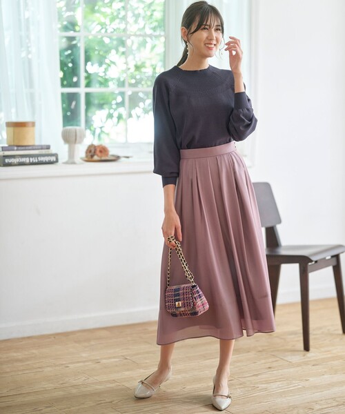 ANY SIS（エニィスィス）の「【洗える】シアーチンツタック スカート（スカート・レディース・ピンク系/ブラック系・3/2/1）」の5枚目の写真