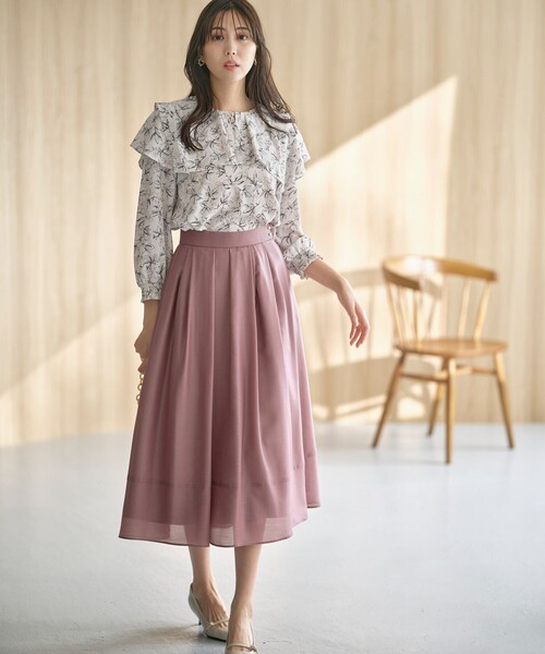 ANY SIS（エニィスィス）の「【洗える】シアーチンツタック スカート（スカート・レディース・ピンク系/ブラック系・3/2/1）」の8枚目の写真