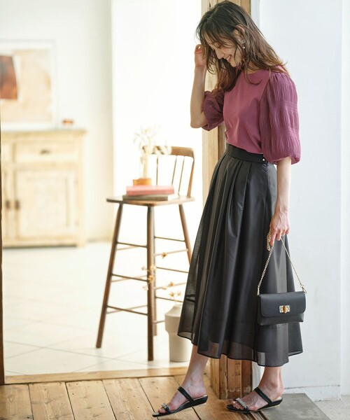 ANY SIS（エニィスィス）の「【洗える】シアーチンツタック スカート（スカート・レディース・ピンク系/ブラック系・3/2/1）」の9枚目の写真