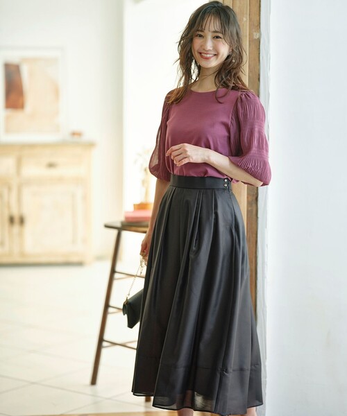 ANY SIS（エニィスィス）の「【洗える】シアーチンツタック スカート（スカート・レディース・ピンク系/ブラック系・3/2/1）」の10枚目の写真