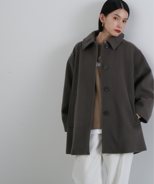 N.（N. Natural Beauty Basic）（エヌエヌナチュラルビューティーベーシック）の「◆ビーバーメルトン2wayステンカラーミディコート（ステンカラーコート・レディース・チャコールグレー/ブラック/ブラウン・MEDIUM/SMALL）」の21枚目の写真