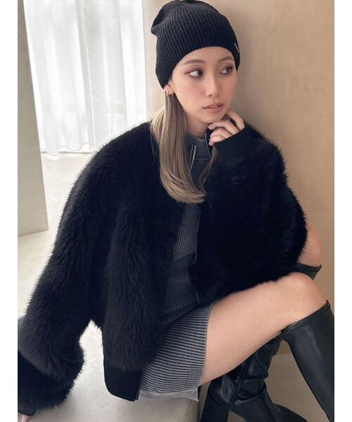 GYDA（ジェイダ）の「GYDAプレートスパンコールニットビーニー（ニットキャップ/ビーニー・レディース・グレー/ブラック・FREE）」の2枚目の写真