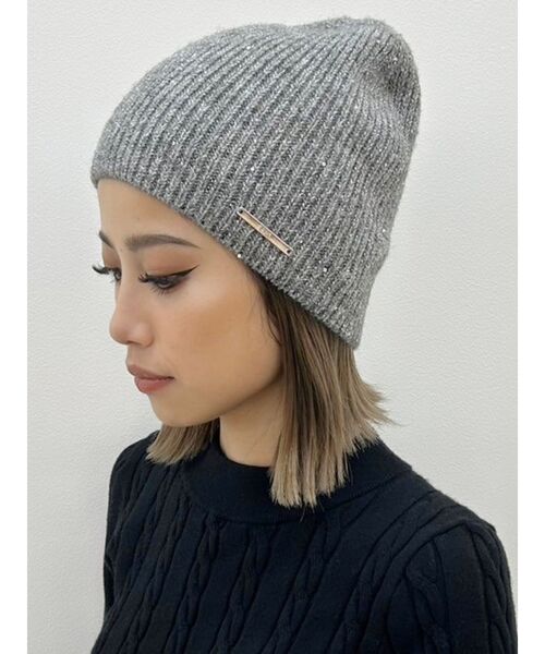 GYDA（ジェイダ）の「GYDAプレートスパンコールニットビーニー（ニットキャップ/ビーニー・レディース・グレー/ブラック・FREE）」の17枚目の写真