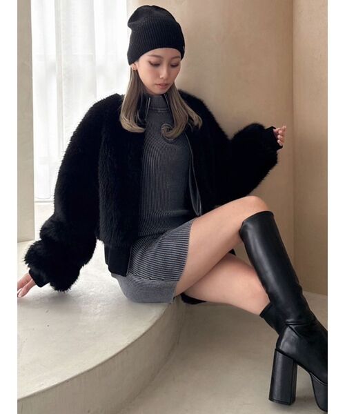 GYDA（ジェイダ）の「GYDAプレートスパンコールニットビーニー（ニットキャップ/ビーニー・レディース・グレー/ブラック・FREE）」の12枚目の写真