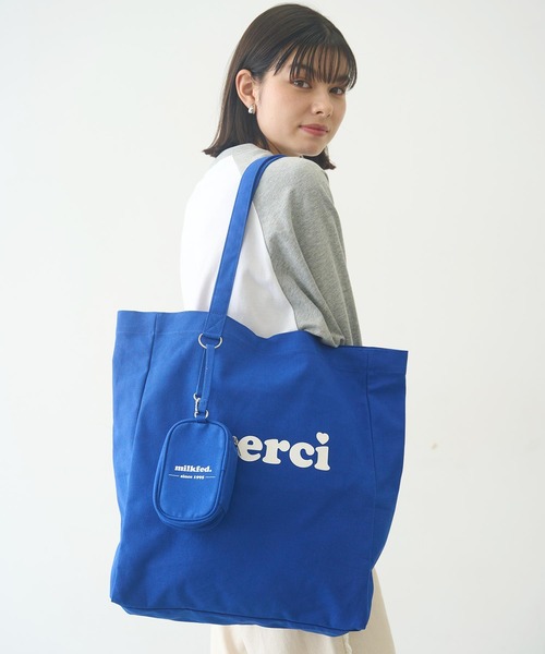 新品タグ付き メルシーパリMerci Parisトートバッグ大 スカイ