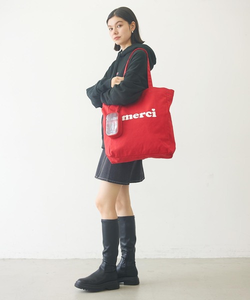 【新品未使用タグ付き】Merci トートバッグ（大）水色×赤色ロゴ 楽天市場】Merci メルシートートバッグ Cotton Tote Bag Grand