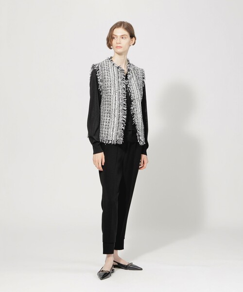 ★タイムセール★ 【エポカ】フリンジミックスツイード ショートジレ セール】フリンジミックスツイード ショートジレ（ベスト）｜EPOCA