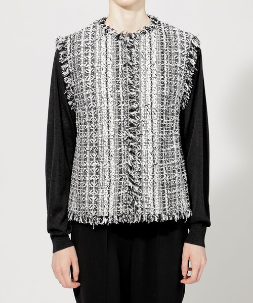 ★タイムセール★ 【エポカ】フリンジミックスツイード ショートジレ セール】フリンジミックスツイード ショートジレ（ベスト）｜EPOCA